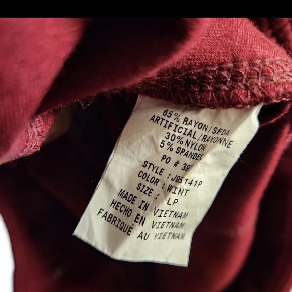 JAANUU Women's Size LARGE PETITE BURGUNDY Bootcut Yoga Scrub Pants J95141P - Picture 7 of 9